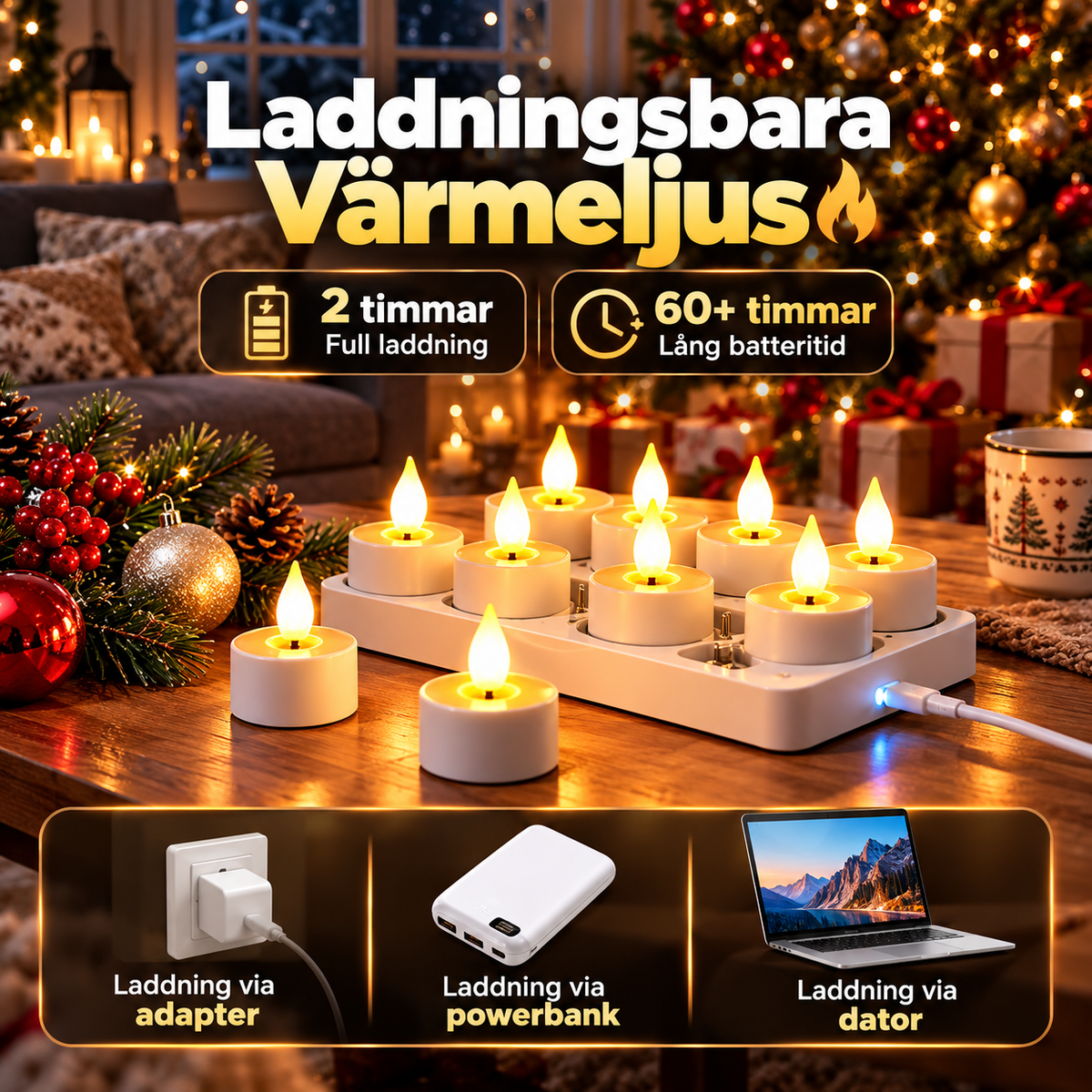 MysLjus™ – Uppladdningsbara värmeljus